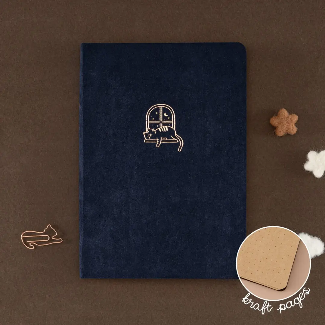 Tsuki ‘Midnight Neko Dreams’ Kraft Paper Bullet Journal ☾