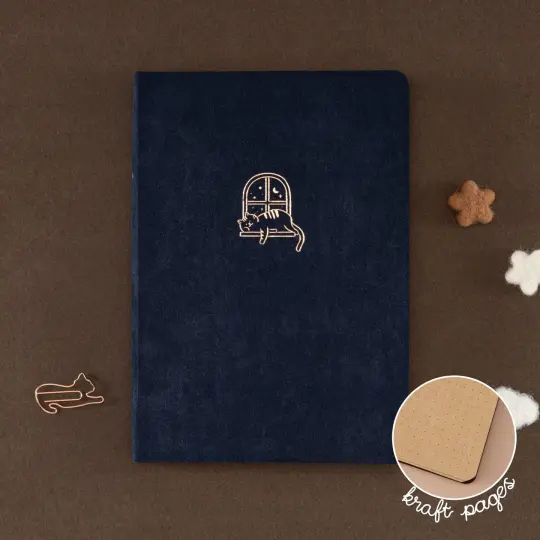 Tsuki ‘Midnight Neko Dreams’ Kraft Paper Bullet Journal ☾