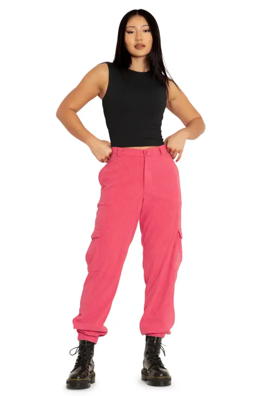 Watermelon Cord Cargo Pants