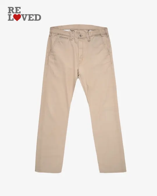 9oz Mercerised Selvedge Cotton Slim Tapered Chinos - Khaki (IH-721-KHA) Tag 40, Hemmed to 29.0''
