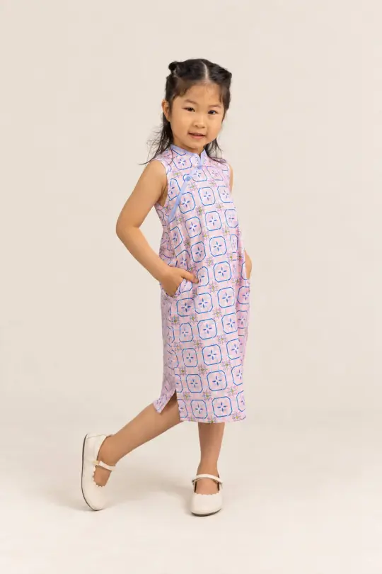 Peony Cheongsam - Pink Tiles