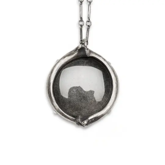 Petite Snake Rib Ouroboros. Silver Sheen Obsidian Necklace. *Limited*