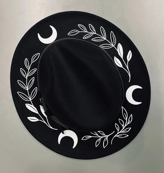 Black & White Fern Moon Vegan Felt Hat