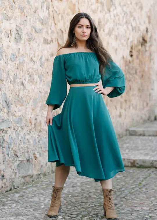 Sana Skirt in Ocean Green