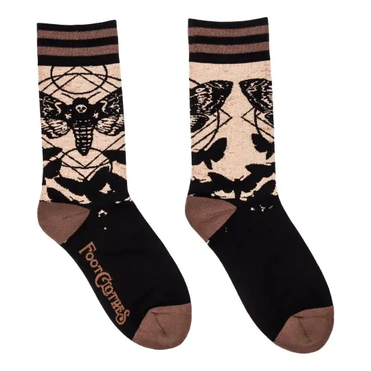 Death's Head Hawkmoth Crew Socks - Gothic Moth Socks - Alternative Fashion Accessory