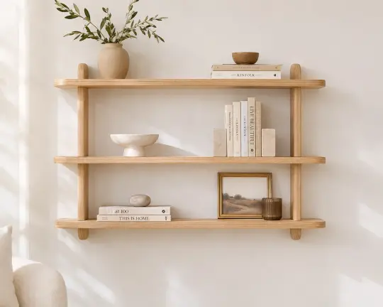 Wooden Wall Shelf – Scandinavian 3-Tier Birch Plywood Shelf