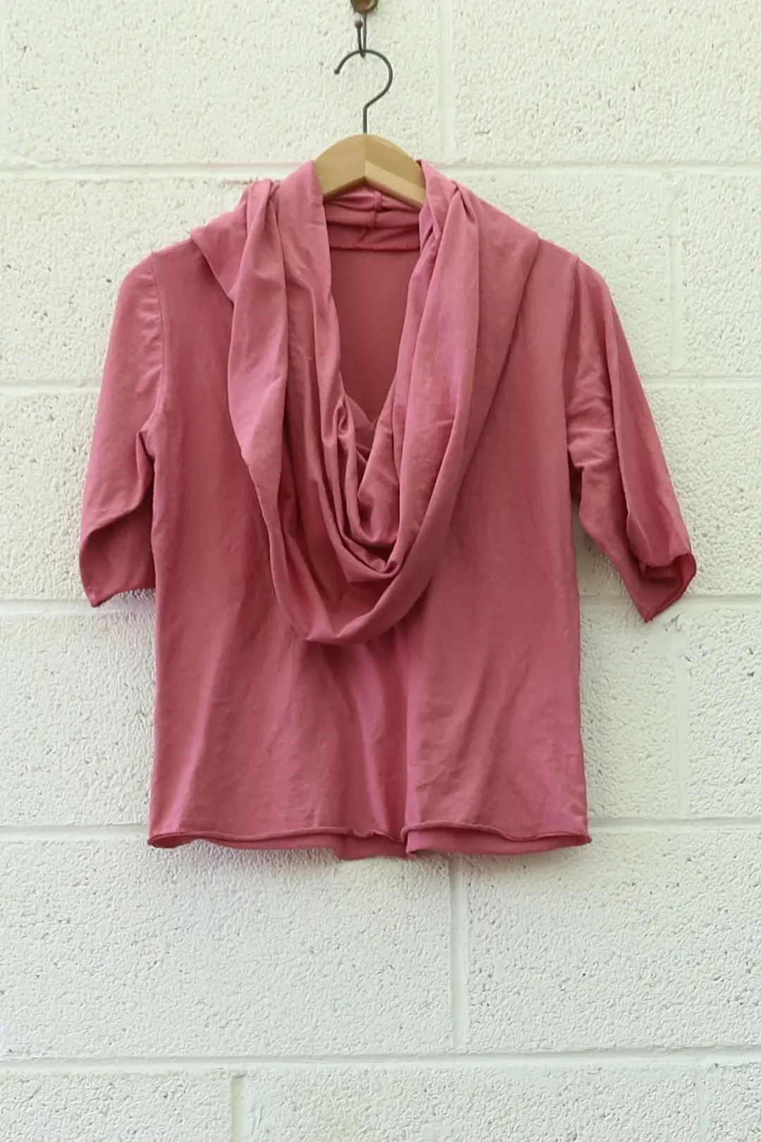 SAMPLE SALE - Super Cowl Simplicity Cropped Shirt  / M / Tissue / Blush / (90)