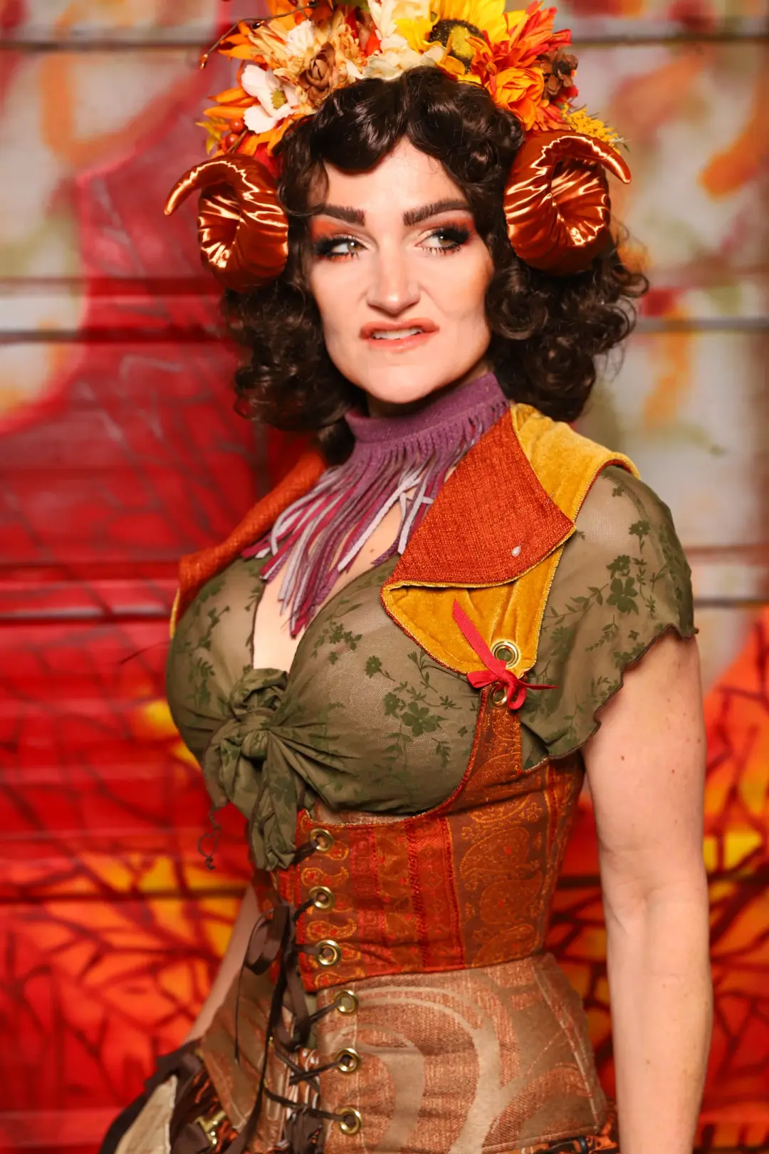 08. Cropped Underbust in Moroccan Stripe w/Winchester Collar in Goldenrod Patchwork - The Fall Fabulosity! Collection