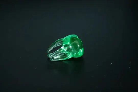Green Uranium Glass Tooth Figurine UV Reactive Mini Glass Tooth Glow Under Black Light Handmade Dental Gift Tiny Glass Sculpture