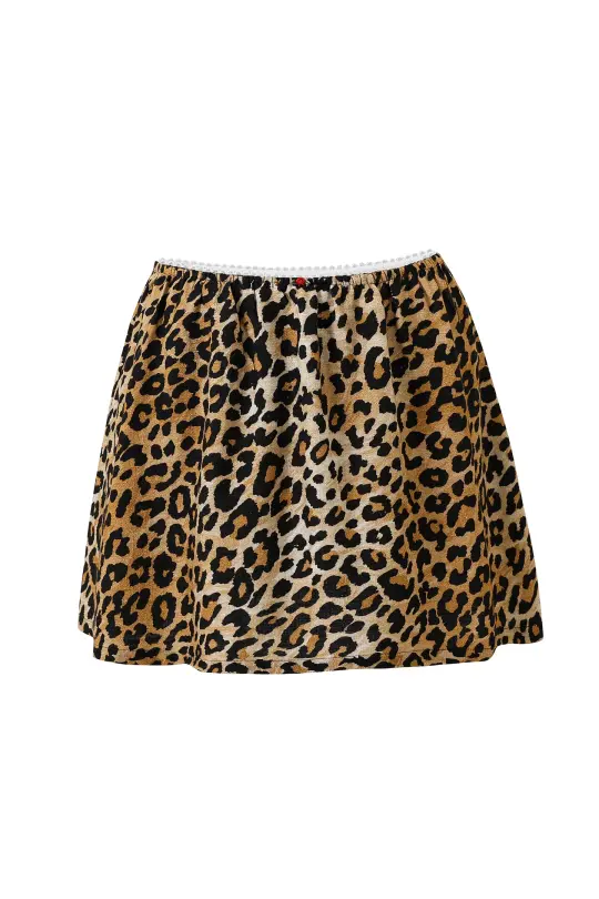 Leopard Linen Mini Slip Skirt