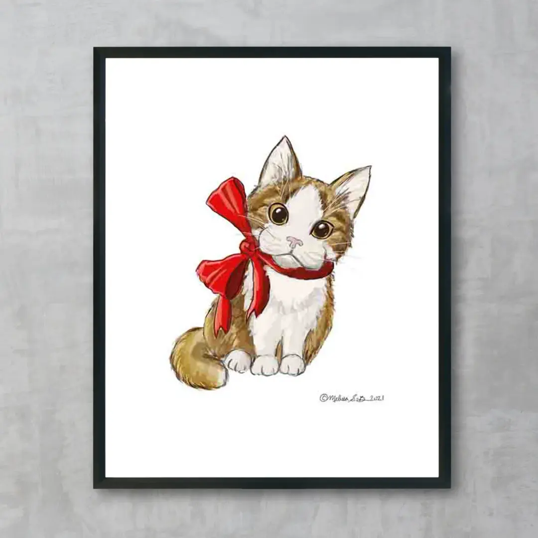Cat in Bow Fine Art Print