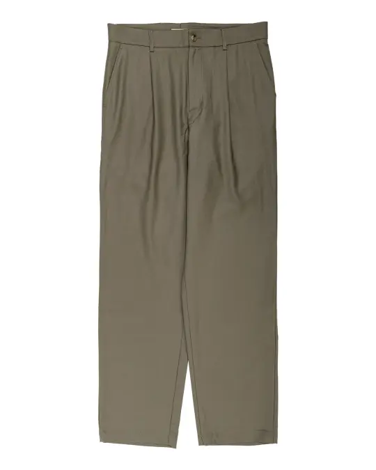 De Bonne Facture One Pleat Trousers Super 130's Merino Twill Vertdigris Green
