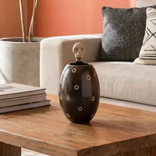 Zinapécuaro Dotted Skeleton Ceramic Vase