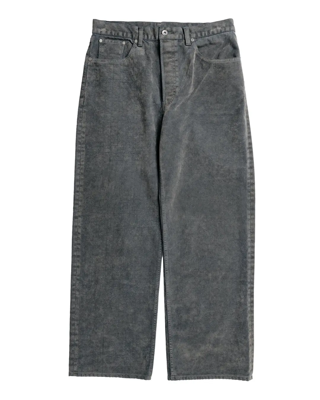 marka Cylinder Fit Jeans Velvet-Flocked Organic Cotton Denim Gray