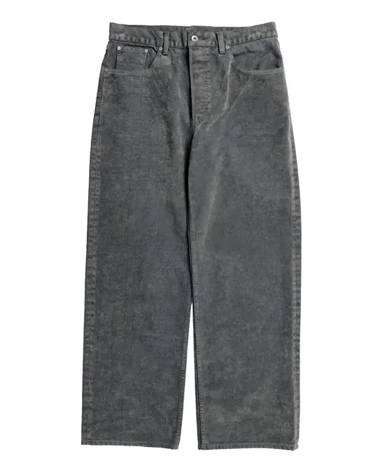 marka Cylinder Fit Jeans Velvet-Flocked Organic Cotton Denim Gray