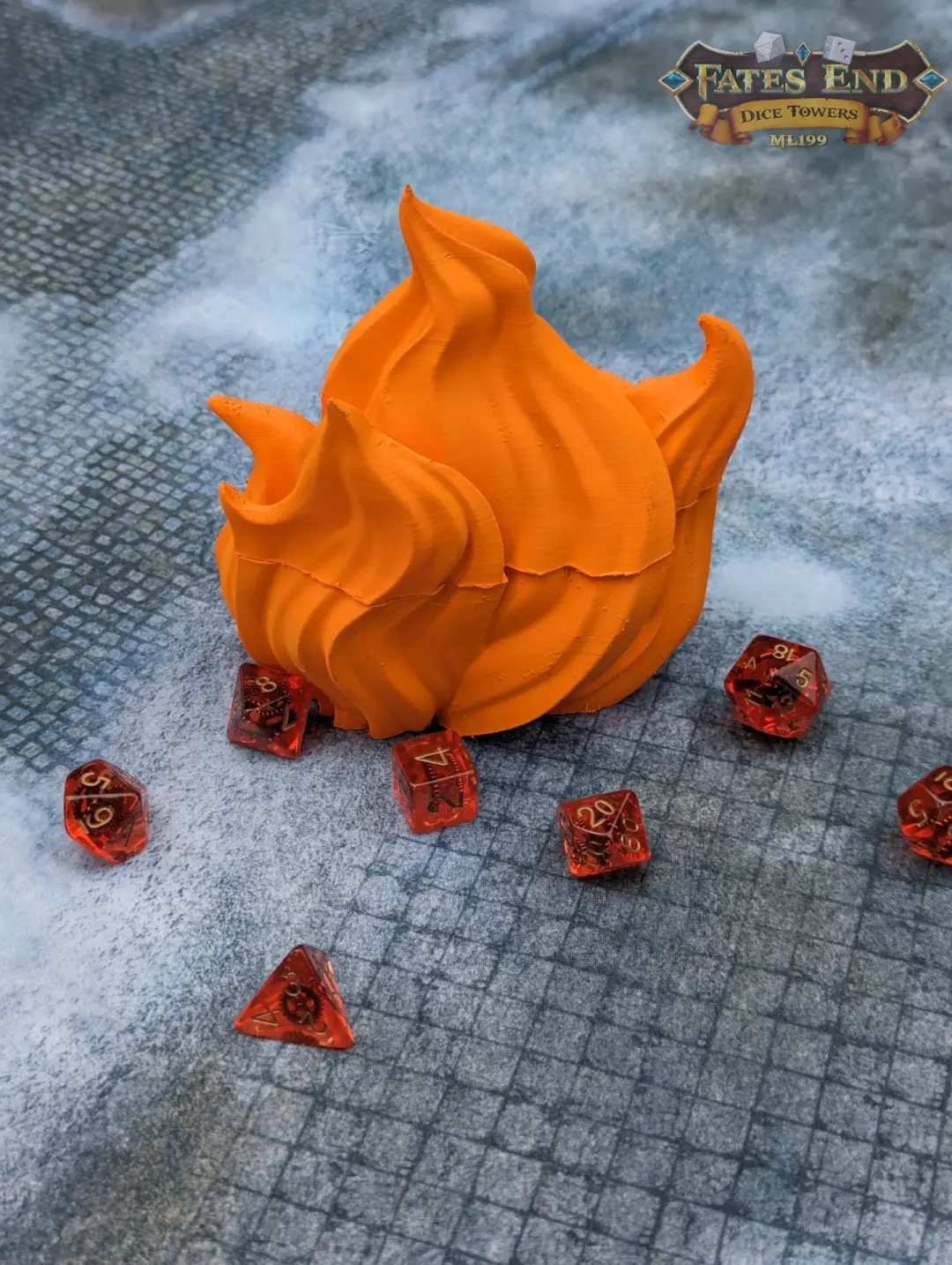 Sorcerer Fire 3D Printed Dice Jail | RPG Dice Vault | D20 Storage Box | Player Gift | Fate's End Collection - Embrace the Arcane Power!