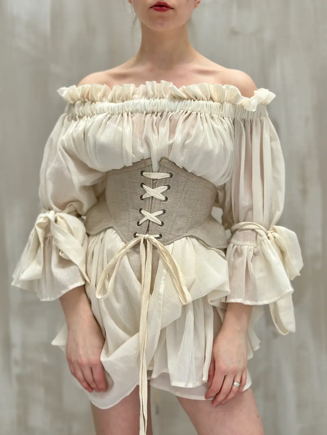 Severina Corset Belt in Burlap Linen (Ecru)