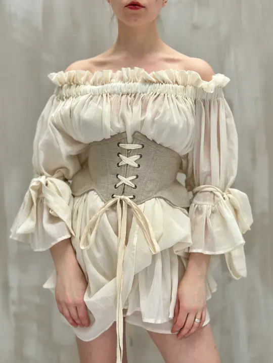 Severina Corset Belt in Burlap Linen (Ecru)