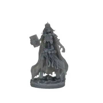 Unpainted 32mm 3D-printed lich holding a grimoire, tentacles trailing from tattered robes — tabletop RPG miniature for D&D, Pathfinder & wargaming