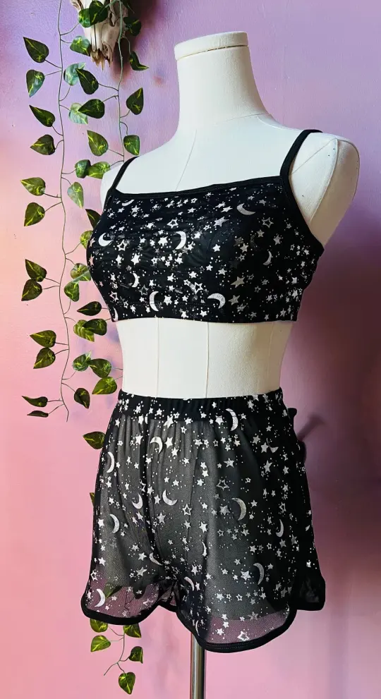 The Sinister Set - MOON & STAR - Sheer… – Goth Shorts
