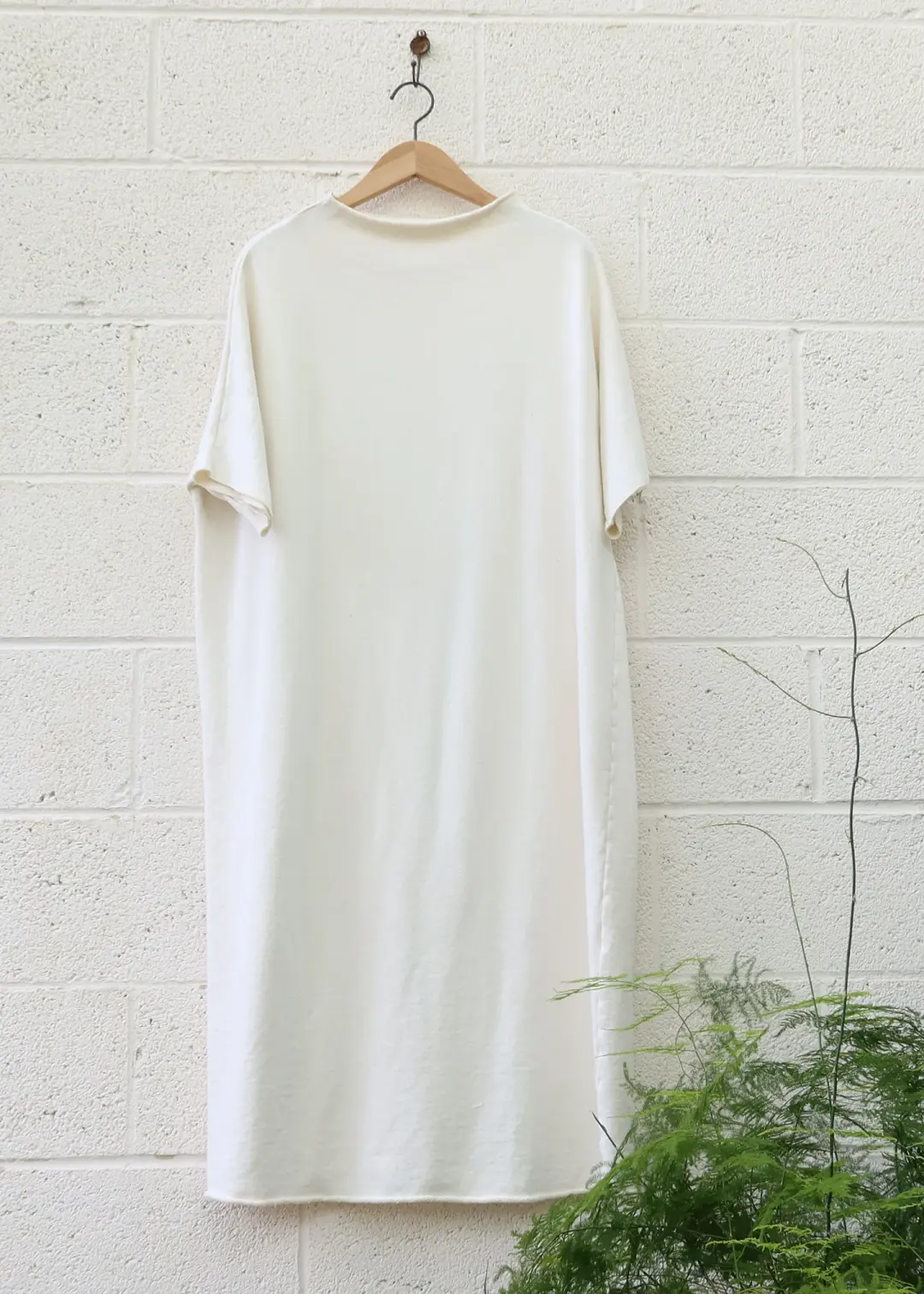 SAMPLE SALE - Roll Neck Poppy Below Knee Dress / 2XS-S / French Terry / Natural (76)