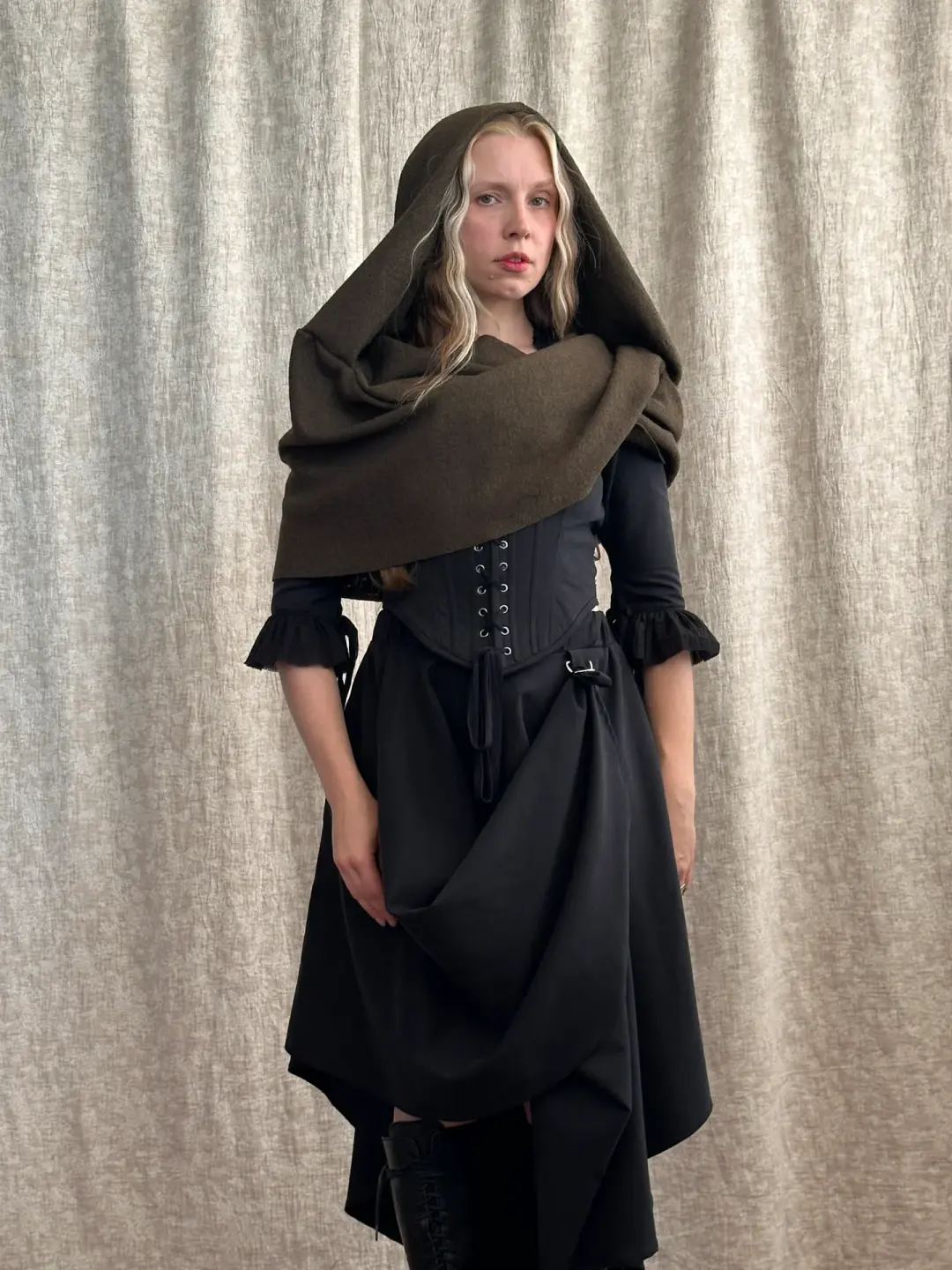 FW '26: Mythic Cowl in Boiled Wool in Green (Pre-Order)