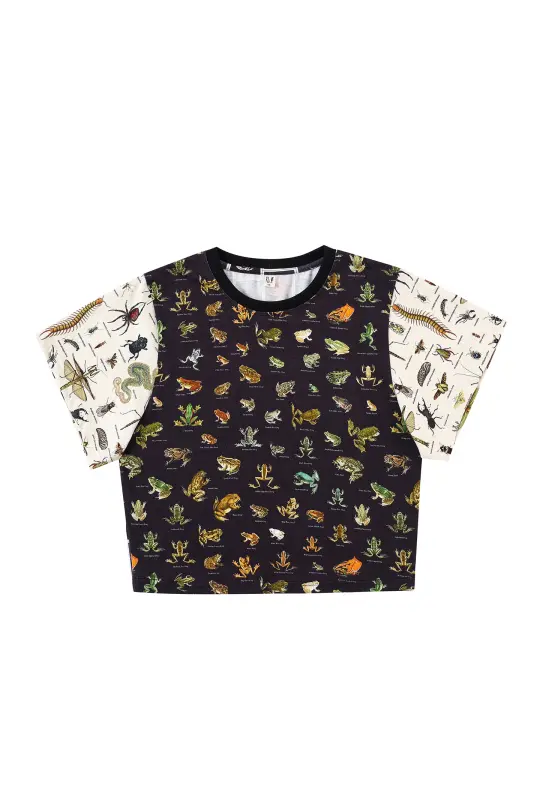 5 left - Frog/Bug/Fish Patchwork Cotton Tommy Tee