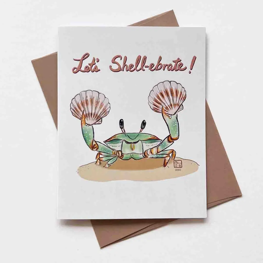 Let's Shell-ebrate Punny Greeting Card, Wholesale 6 Pack