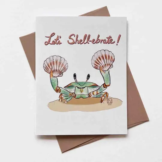 Let's Shell-ebrate Punny Greeting Card, Wholesale 6 Pack