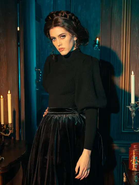 COMING BACK SOON - Victorian Cycling Pullover Sweater in Black