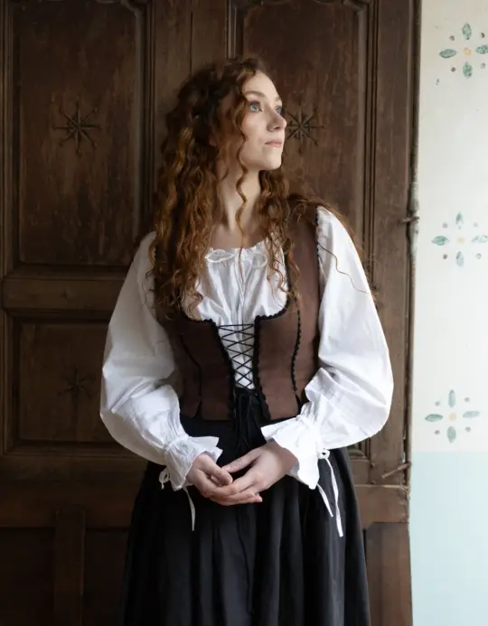 Corset 'Alma' en lin châtaigne