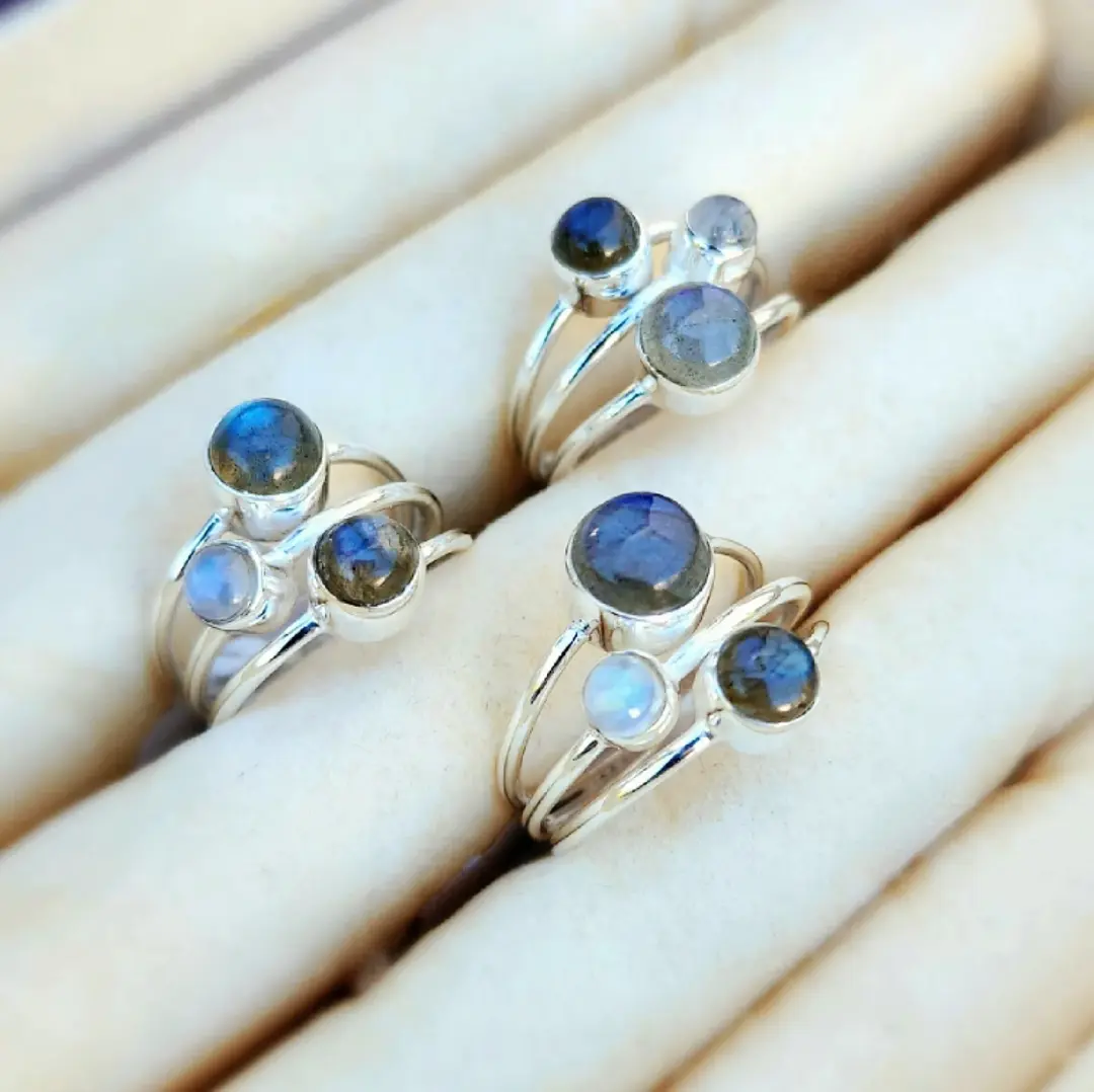 Orbiti - Labradorite & Moonstone Ring in Sterling Silver