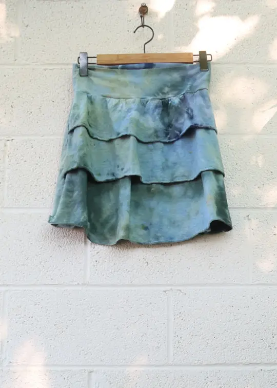 OOAK - Ruffle Butt Short Skirt / L /  Light Hemp / Ice Dye (39)