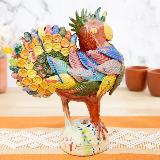 Gallo Colorido Rooster Decorative Sculpture