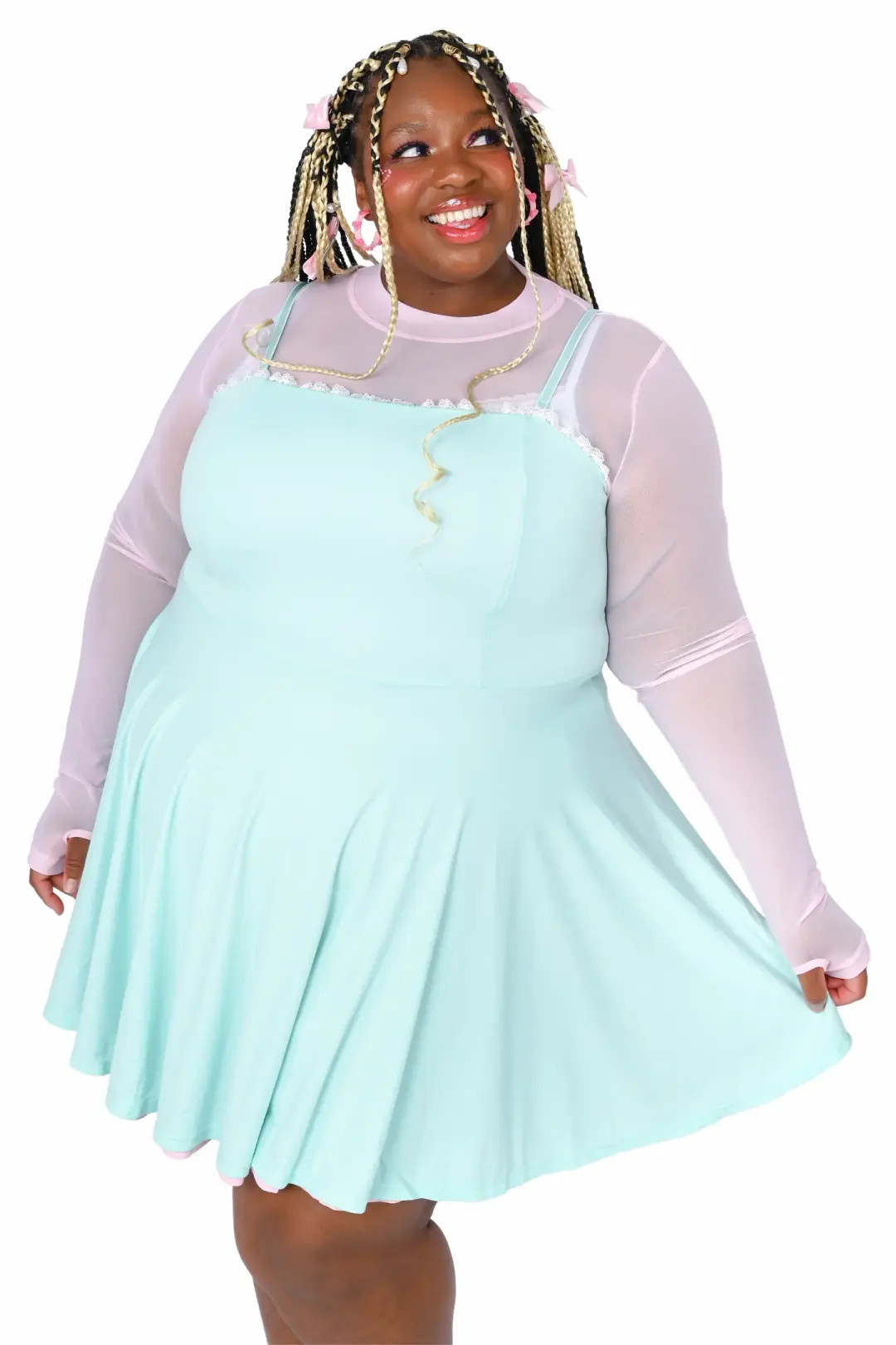Basics Reversible Skater Dress - Mint/Pink