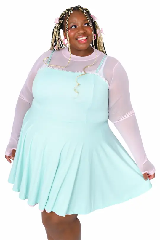 Basics Reversible Skater Dress - Mint/Pink