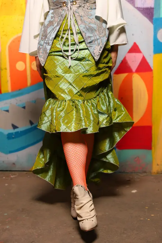 Swoon Skirt w/ruffle in Mermaid Pintuck - The World of Laughter and Hopes Collection