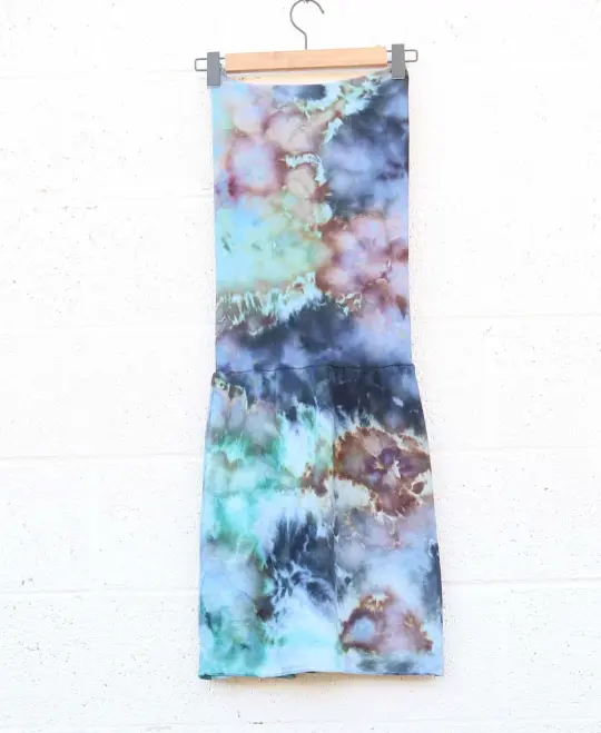 OOAK - Love Me 2 Times Pencil Short Dress / XS / Med Hemp / Ice Dye (36)
