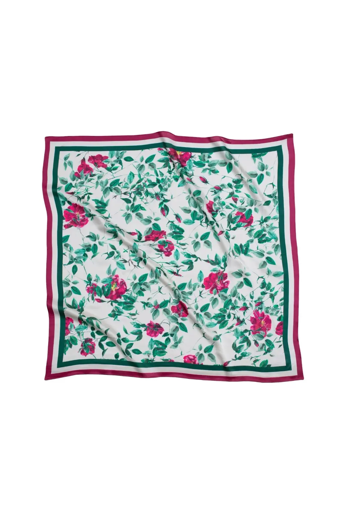 Medium Floral Natural Silk Scarf | Red Collection