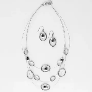 Loops Silver Floating Necklace and Earrings Set