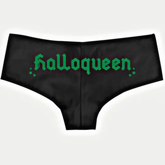 Halloqueen Boy Short Undies in Black & Green Cotton Blend