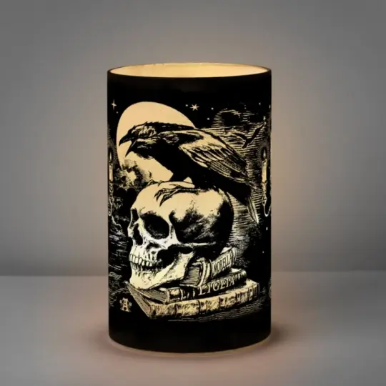 Poe’s Raven Etched Glass Lantern by Alchemy Gothic