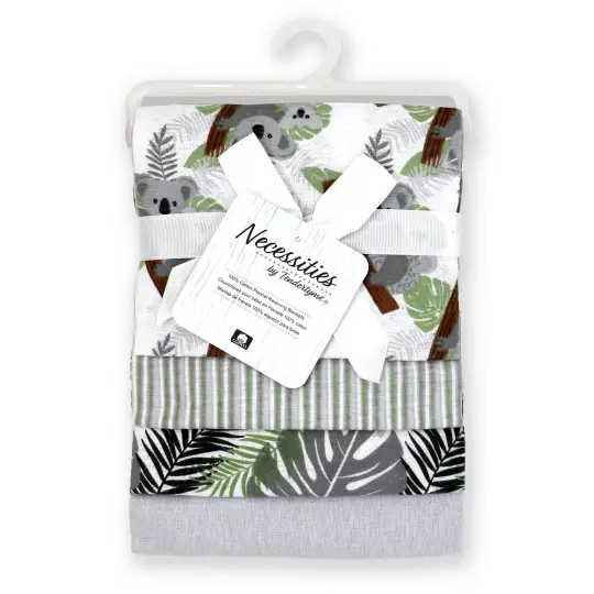 necessities by tendertyme Baby Boys and Baby Girls 4 Piece Tropical Prints Receiving Blankets, Gray