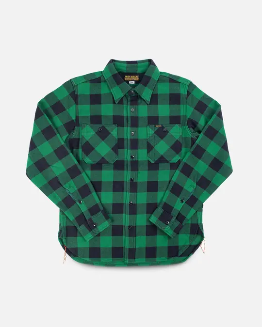 Ultra Heavy Flannel Buffalo Check Work Shirt - Green/Black
