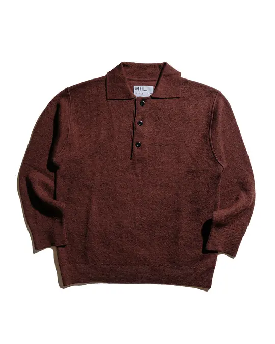 MHL Oversized Knitted Polo Dry Wool Dark Brown