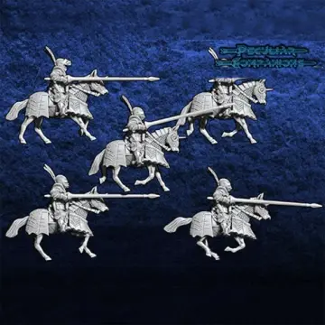 Unpainted 28mm 3D-printed Imperial gendarme heavy cavalry with lances, 5 cavalry miniatures — tabletop miniatures for historical wargaming, D&D & Pathfinder