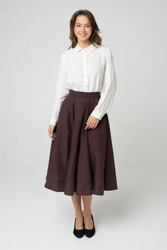 Classic – Full-Circle Linen Midi Skirt