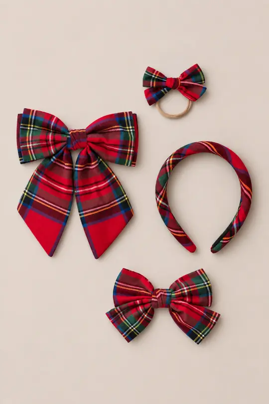 Hair Bows in Holiday Plaid