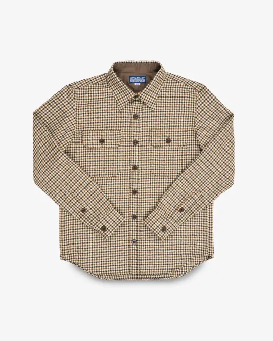 14oz Fox Brothers® Wool CPO Shirt - Saddle Brown Gun Club Twill Flannel