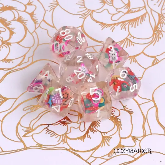 Happy Slice Dice Set. Mini Food Clay Slices in Clear Resin